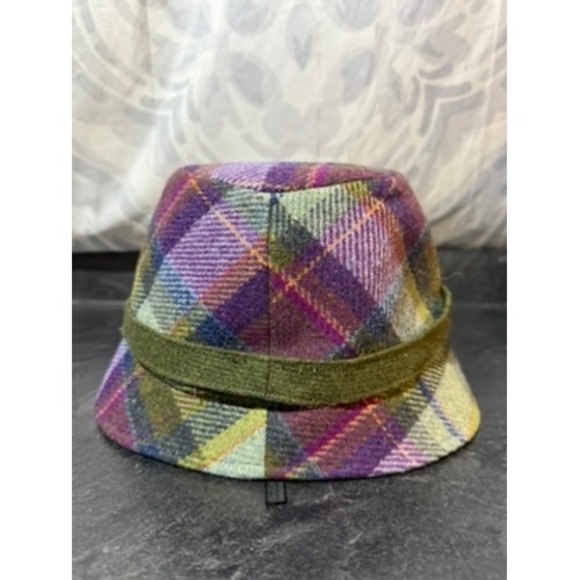 Mucros Weavers Women's Clodagh Handmade Green Purple Plaid Wool Blend Bucket Hat - Picture 4 of 10